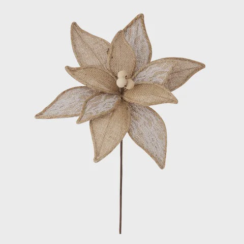 Gala Poinsettia Stem Polyester 29 X 35 CM Cream