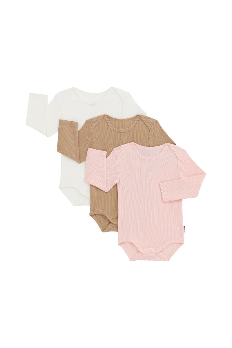 Bonds Rib Long Sleeve Bodysuit - 3 Pack