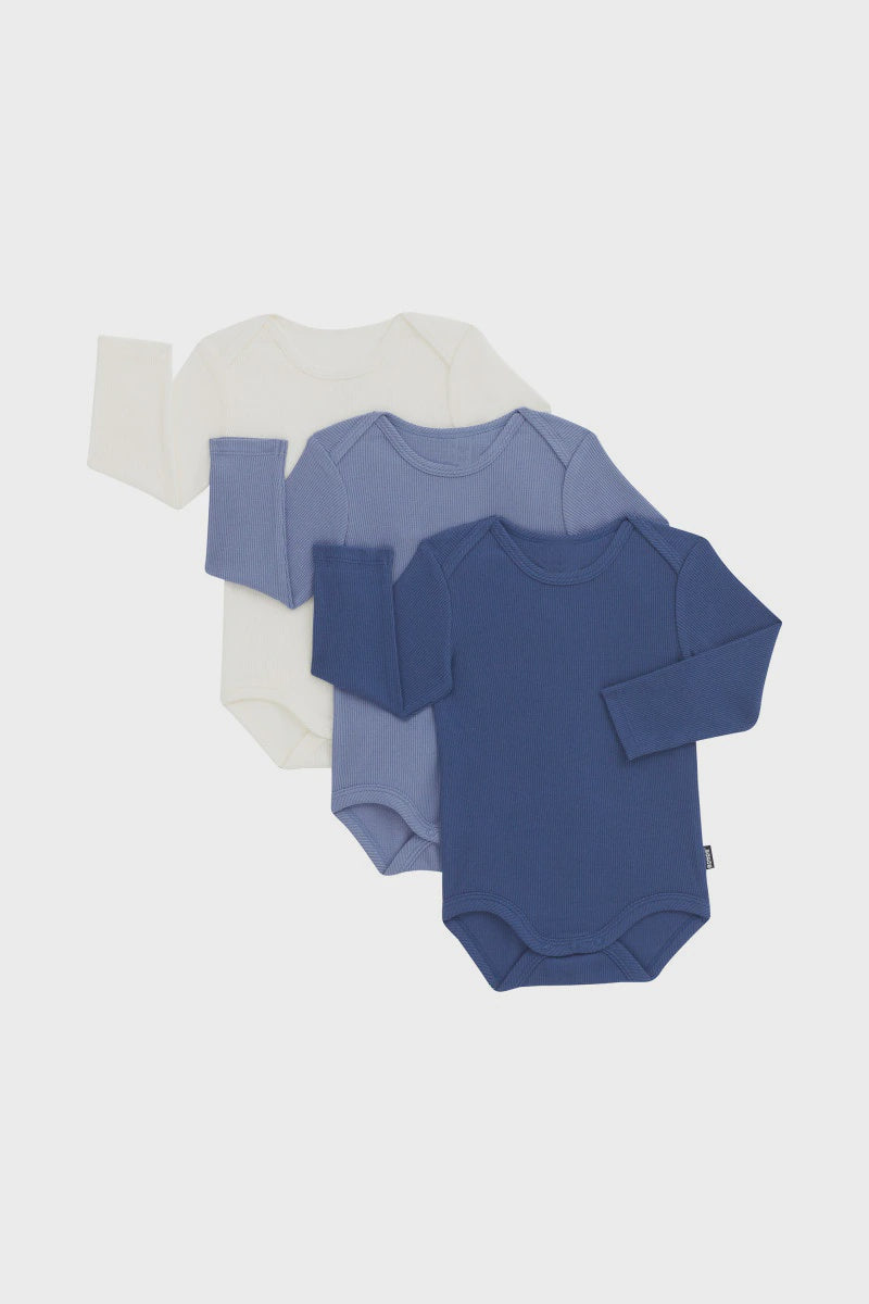 Bonds Rib Long Sleeve Bodysuit - 3 Pack