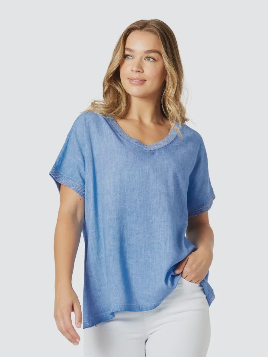 Threadz Sienna Top - Sky Blue