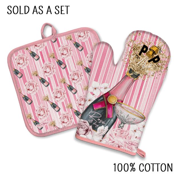 Lisa Pollock Cotton Oven Mit + Pot Holder Set