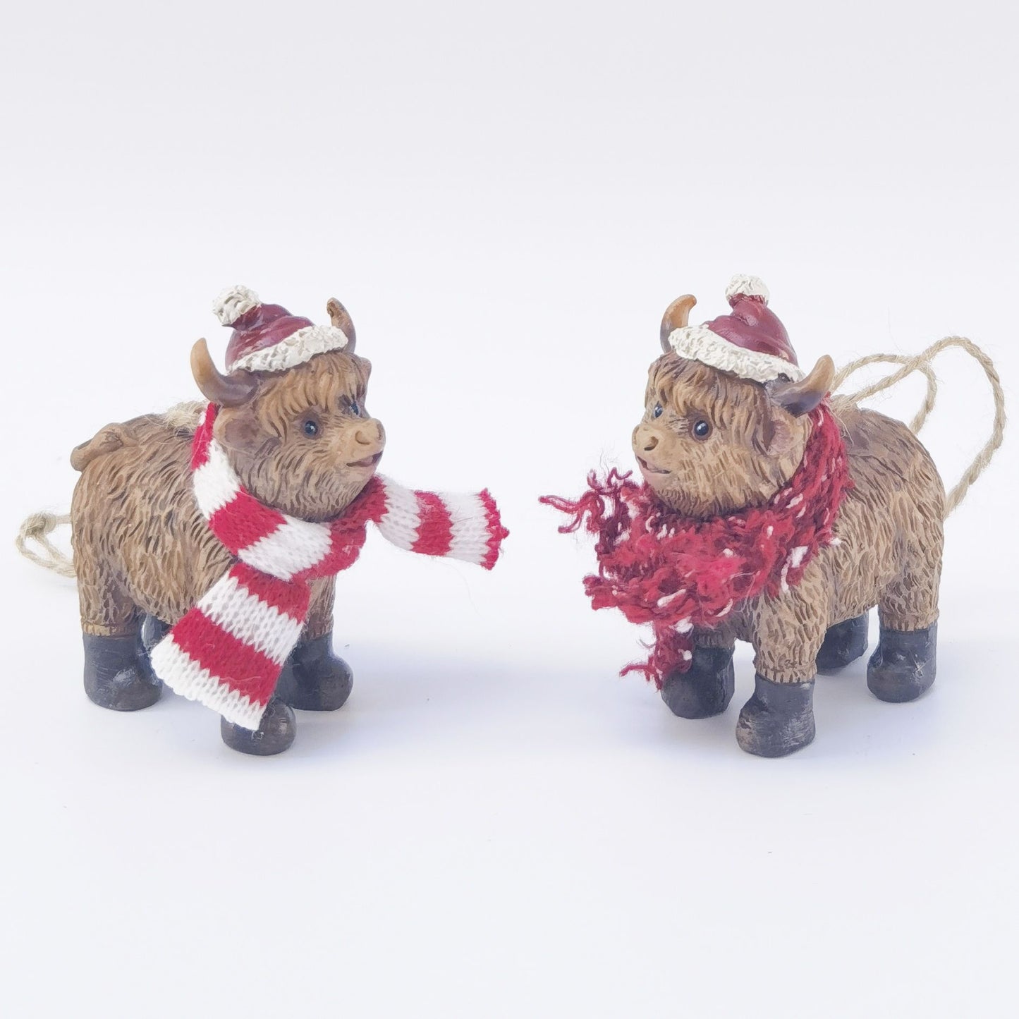 Urban Christmas Highland Cow With Scarf Resin Hanging