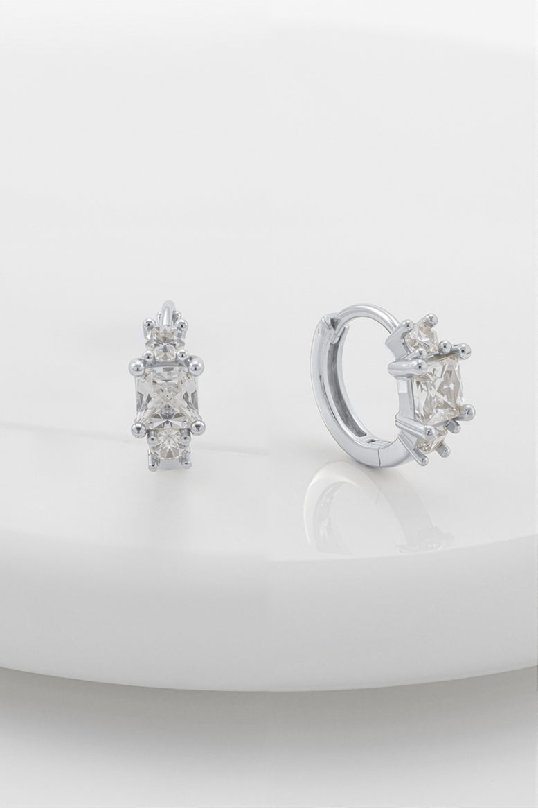 Zafino Portia Crystal Huggy Silver Earring