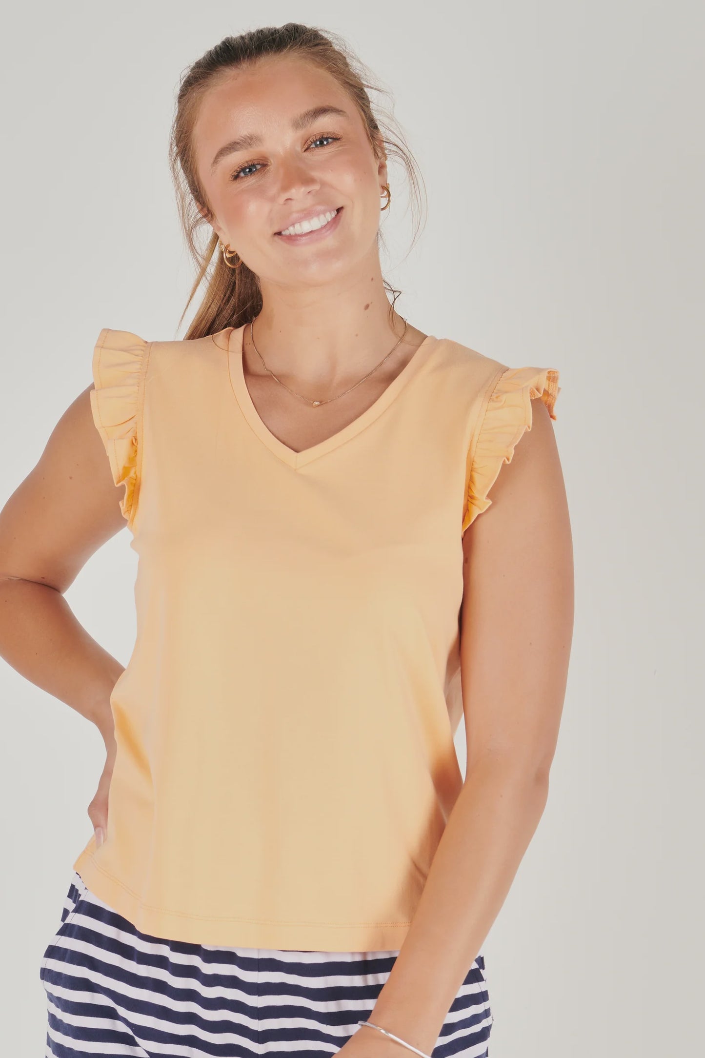 OTW Frill Sleeve Tank - Peach