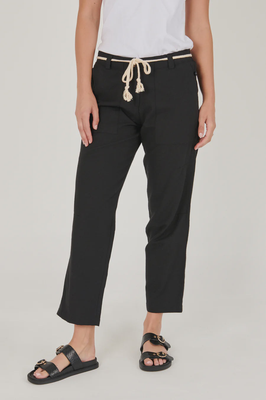 One Ten Willow Rope Belt Pant Black