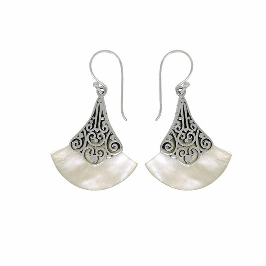 BD Sterling SIlver & Mother of Pearl Fan Drop Earrings