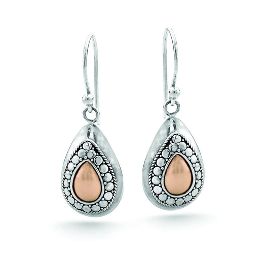 BD Silver & 18ct Gold Filigree Teardrop Earrings