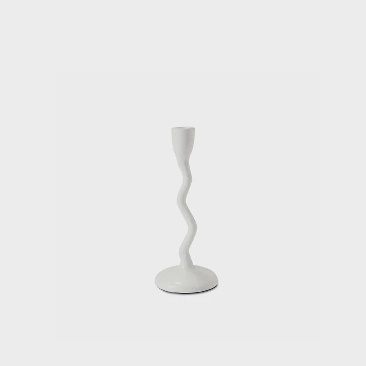 Madras Link Wave White Candlestick 18cm