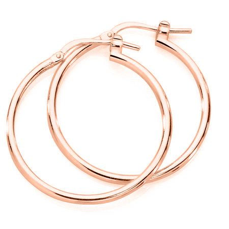 BD 18ct RG flash dipped sterling silver hoops 25 x 1.5mm