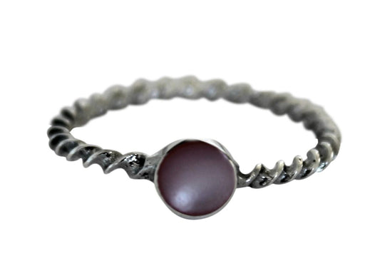 BD Silver & Pink Mother of Pearl Braided Ring