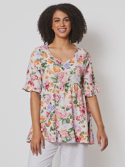 Threadz Floral Frilled Hem Tunic