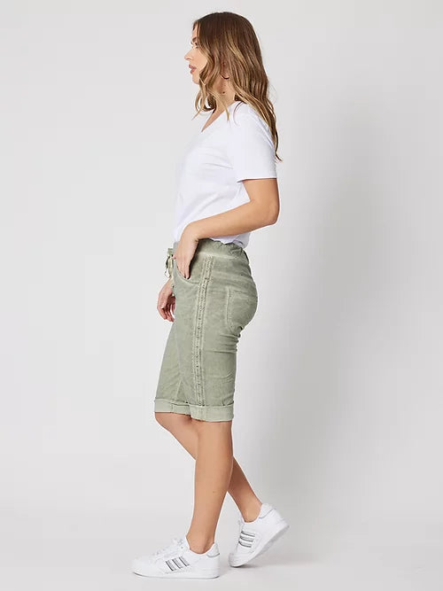 Threadz Crushed Jean Short - Khaki