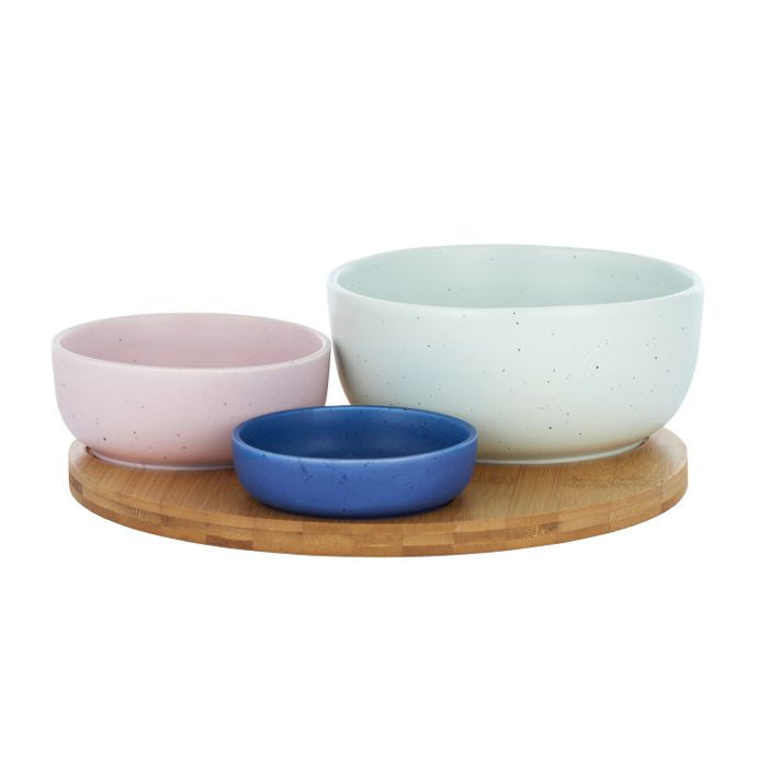 Casa Regalo Vida Set/3 Bowls w/Wooden Tray