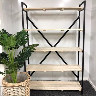 Ivory House Attic Shelf Unit in Teak and Black