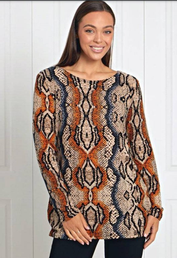 IZ Long Snake Print Top