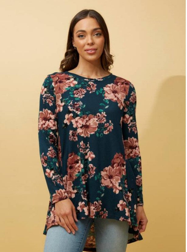 Caroline Morgan Long Sleeve Floral top