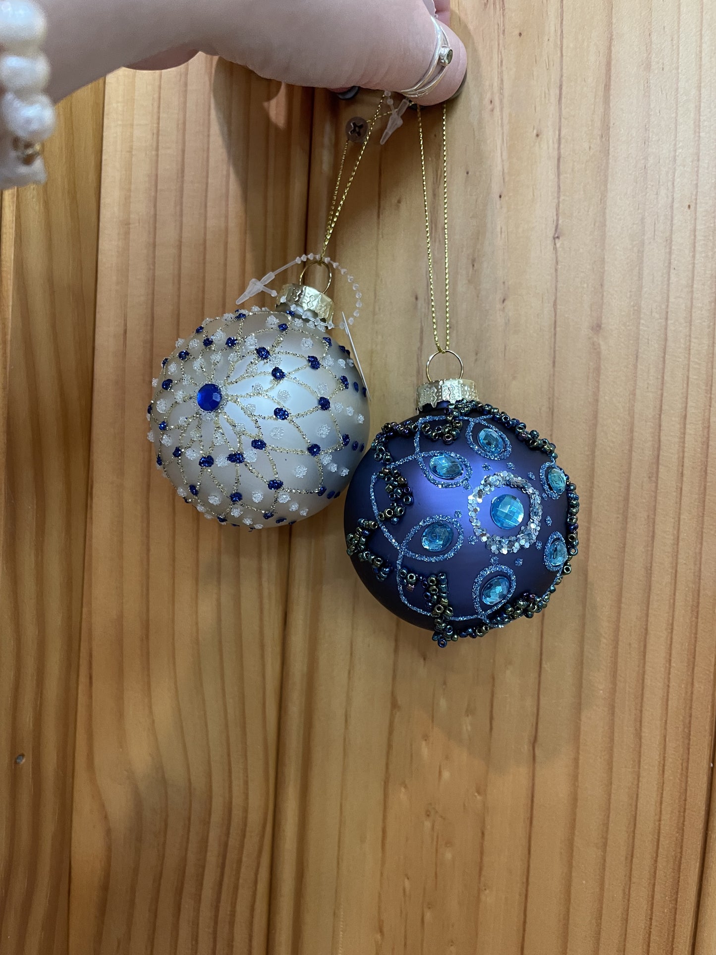 Gala Glass Bauble Matte Blue/White Assorted
