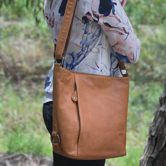 Milleni Leather Crossbody -Cognac