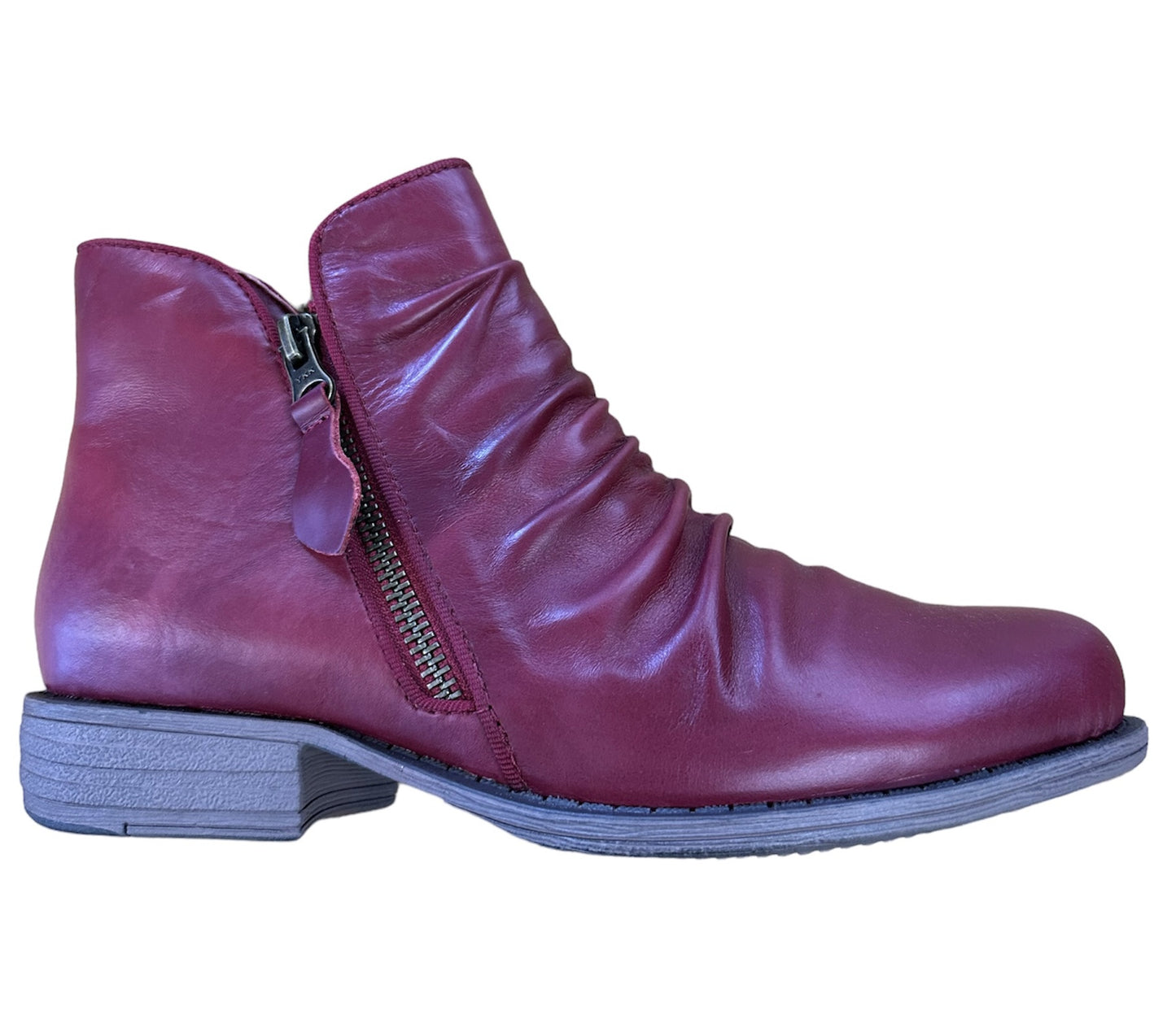 Jemma Rita Red Ladies Double Zipper Leather Boot