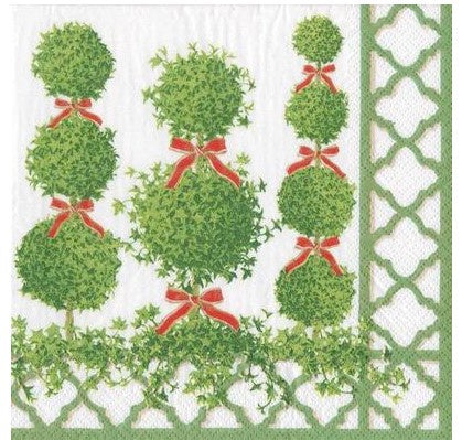 Caspari Christmas Lunch Napkins - Topiaries