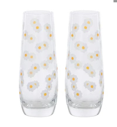 Assemble S/2 Glass Flutes - Daisy