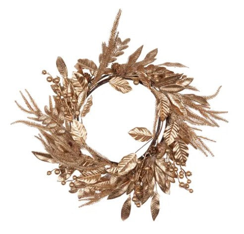 Gala Wheat Leaf Wreath Gold