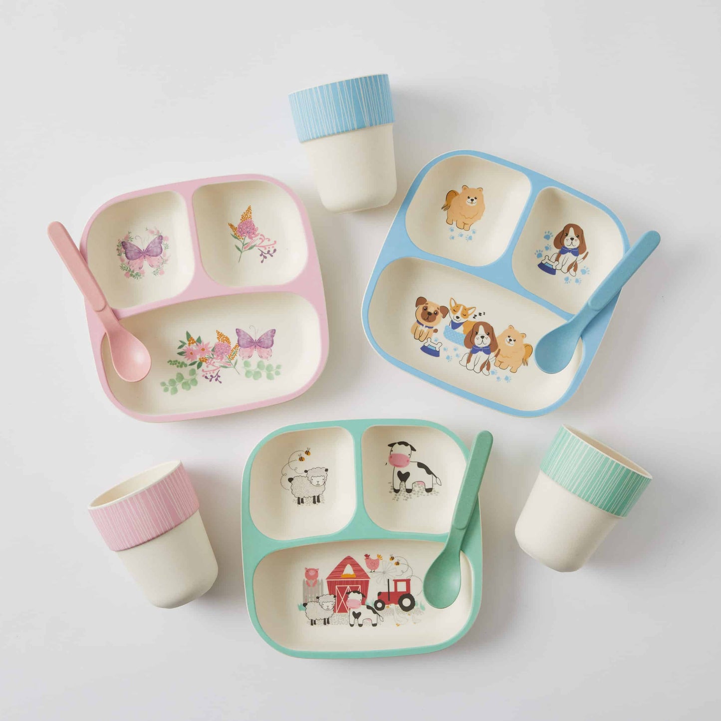 Jiggle & Giggle Bamboo 3 Piece Divider Dinner Set