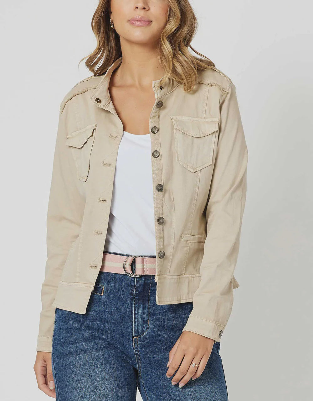 Threadz Military Denim Jacket - Natural