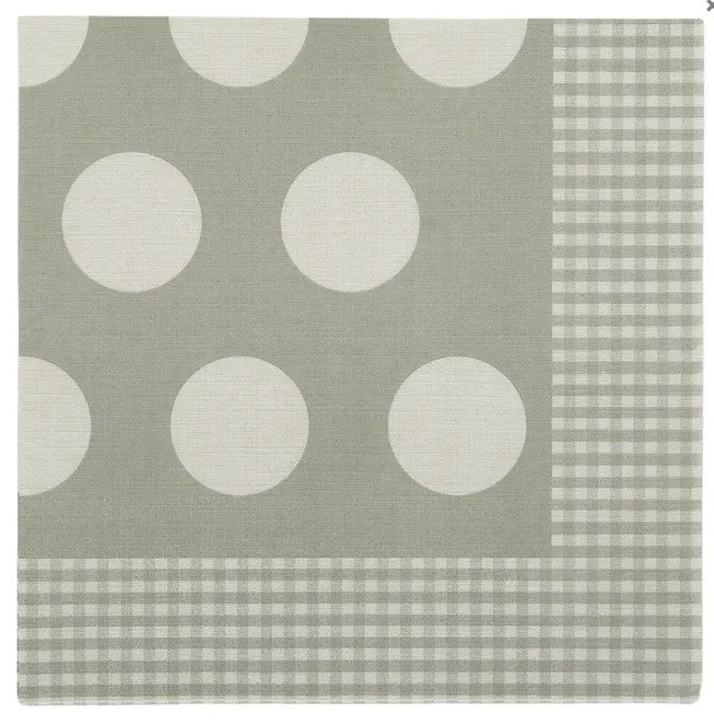 Assemble 3 Ply Dots/Check Napkin Grey