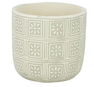 Life Botanic Scribe Cement Pot 14x13cm - Lt Green
