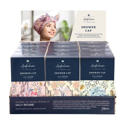 IsGift Australian Collection Turban Shower Cap - Sally Browne Botanical (Assorted)