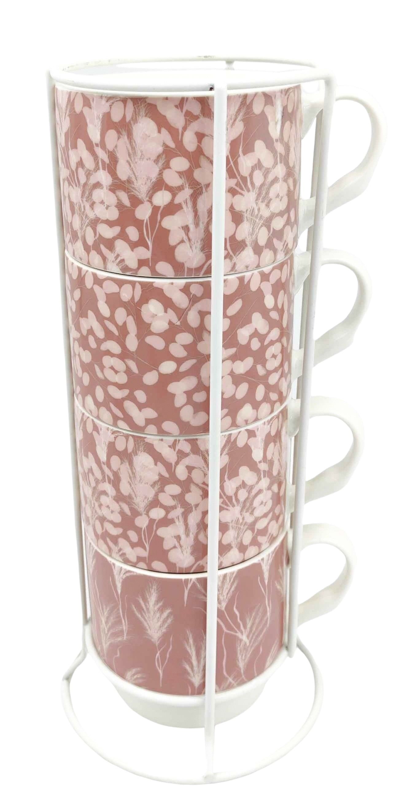 Urban Kitchen Boho Set/4 Stacked Mugs - Dusty Pink