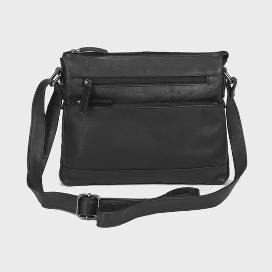 Greenwood Crossbody Leather Bag - Black