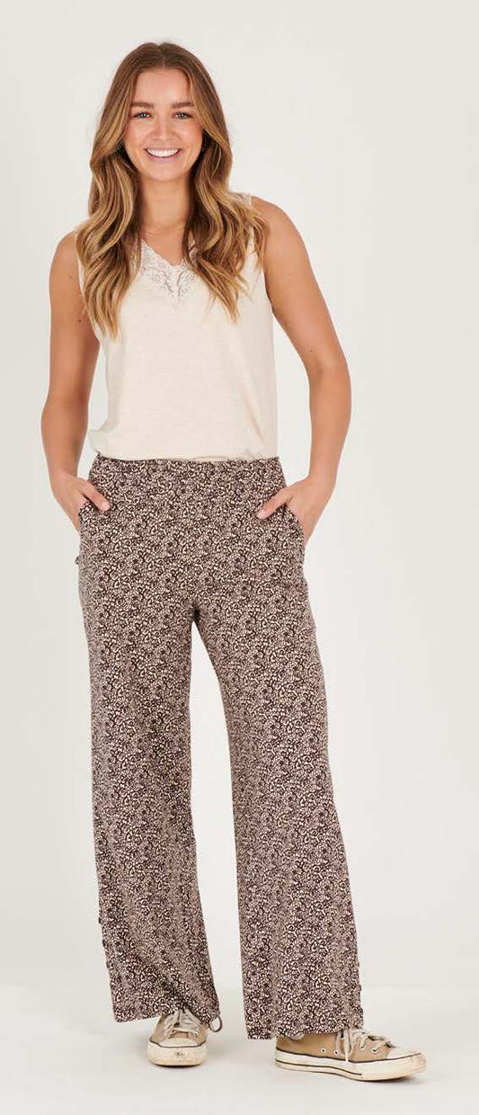 One Ten Willow Shirred Waistband Pant Scribble Floral Print