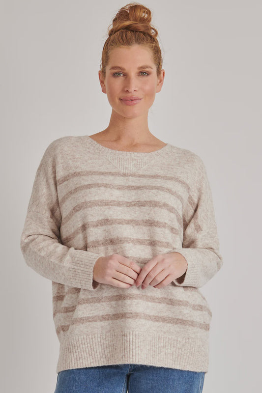 One Ten Willow Drop Shoulder Striped Jumper