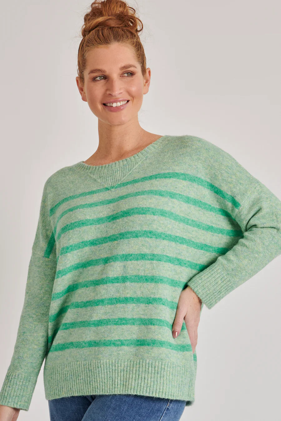 One Ten Willow Drop Shoulder Striped Jumper