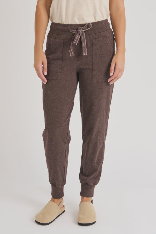 One Ten Willow Waist Panel Detail Pant Chocolate
