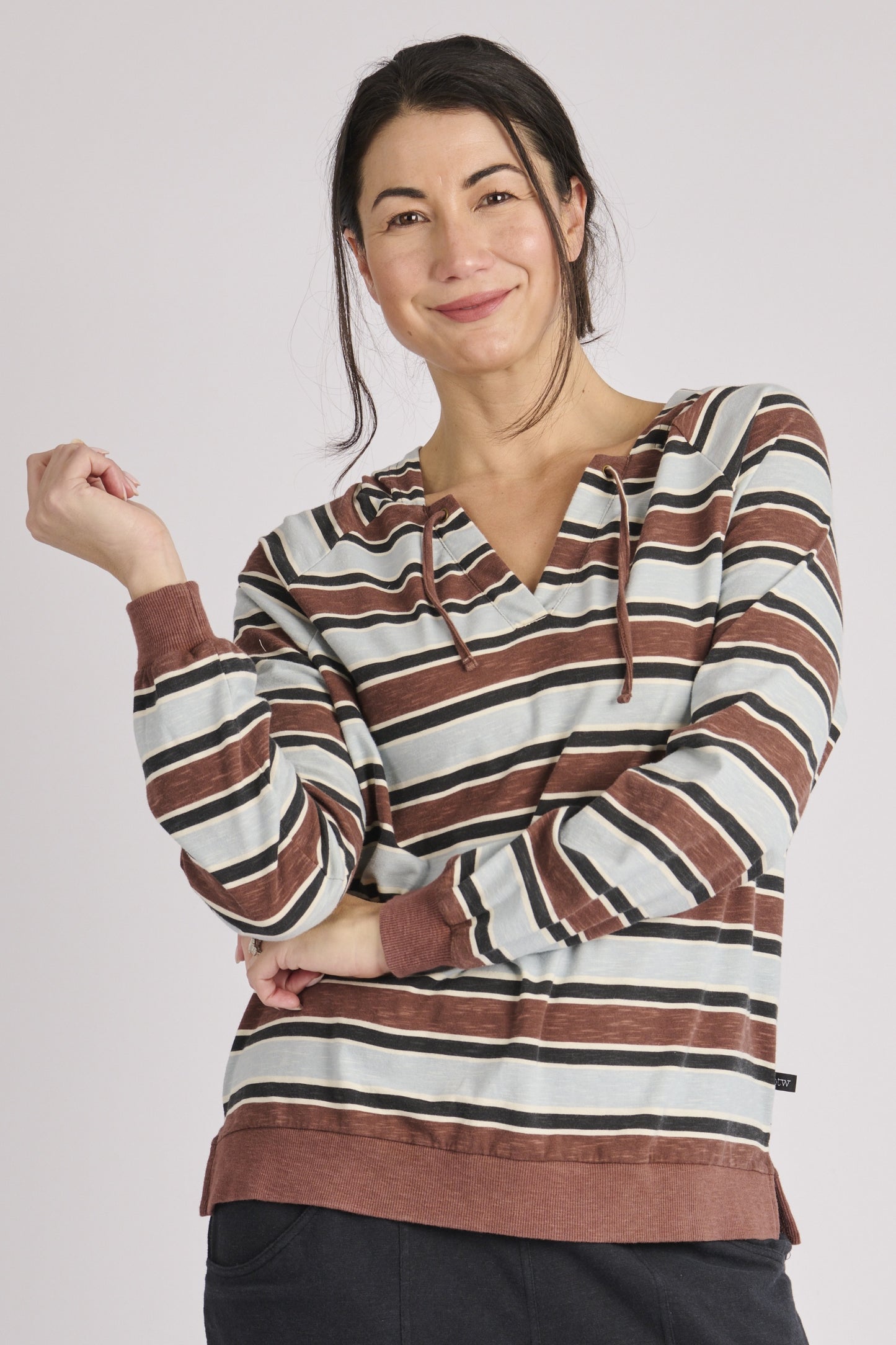 onetenwillow Hooded Top - Chocolate Stripe
