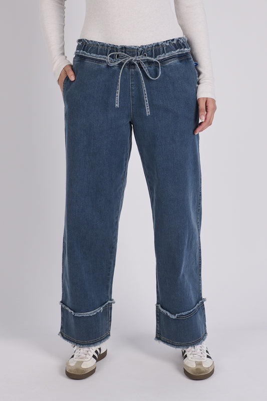 onetenwillow Cuff Detail Jeans - Mid Blue