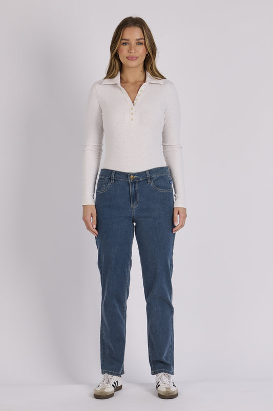 onetenwillow Boyfriend Jeans - Mid Blue Wash