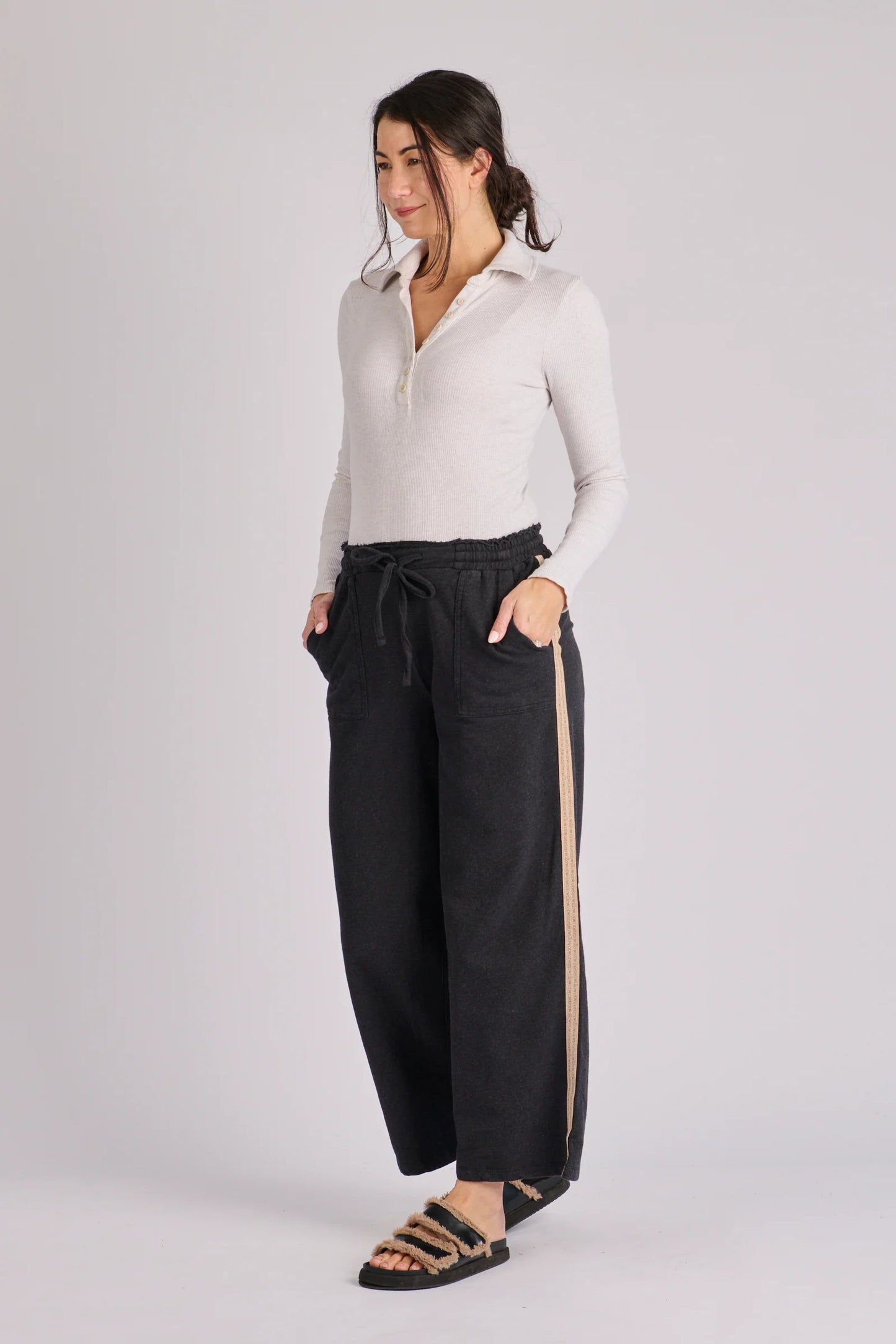 One Ten Willow Tape Detail Wide Leg Pant