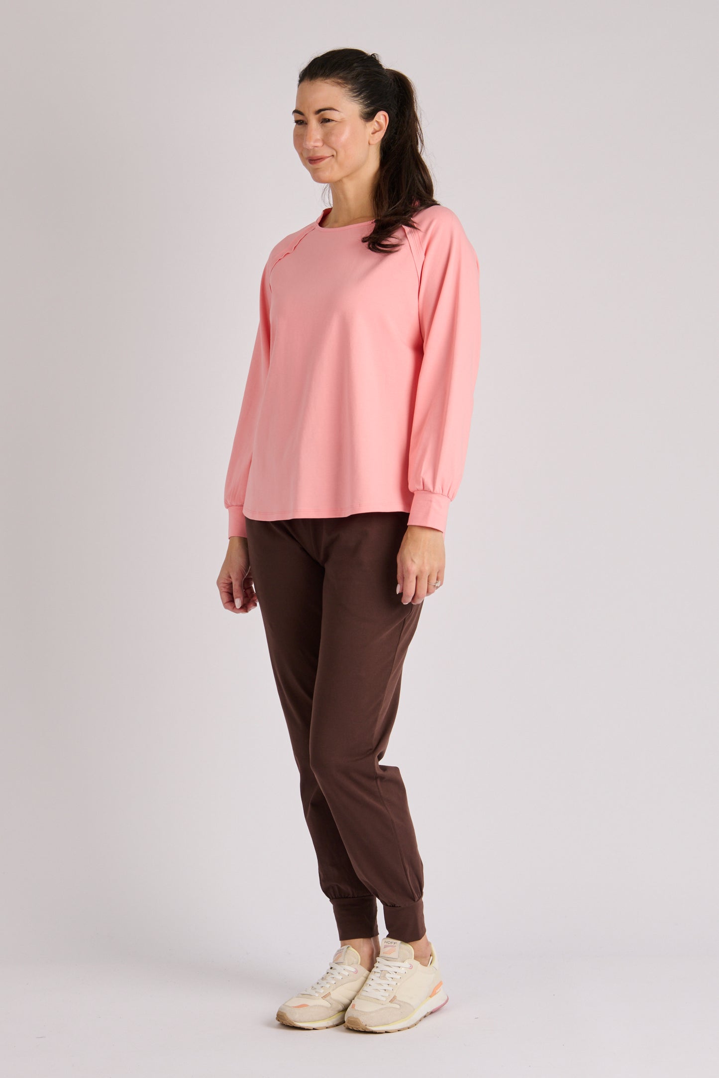 onetenwillow Collar Detail Long Sleeve Tee - Pink Crush