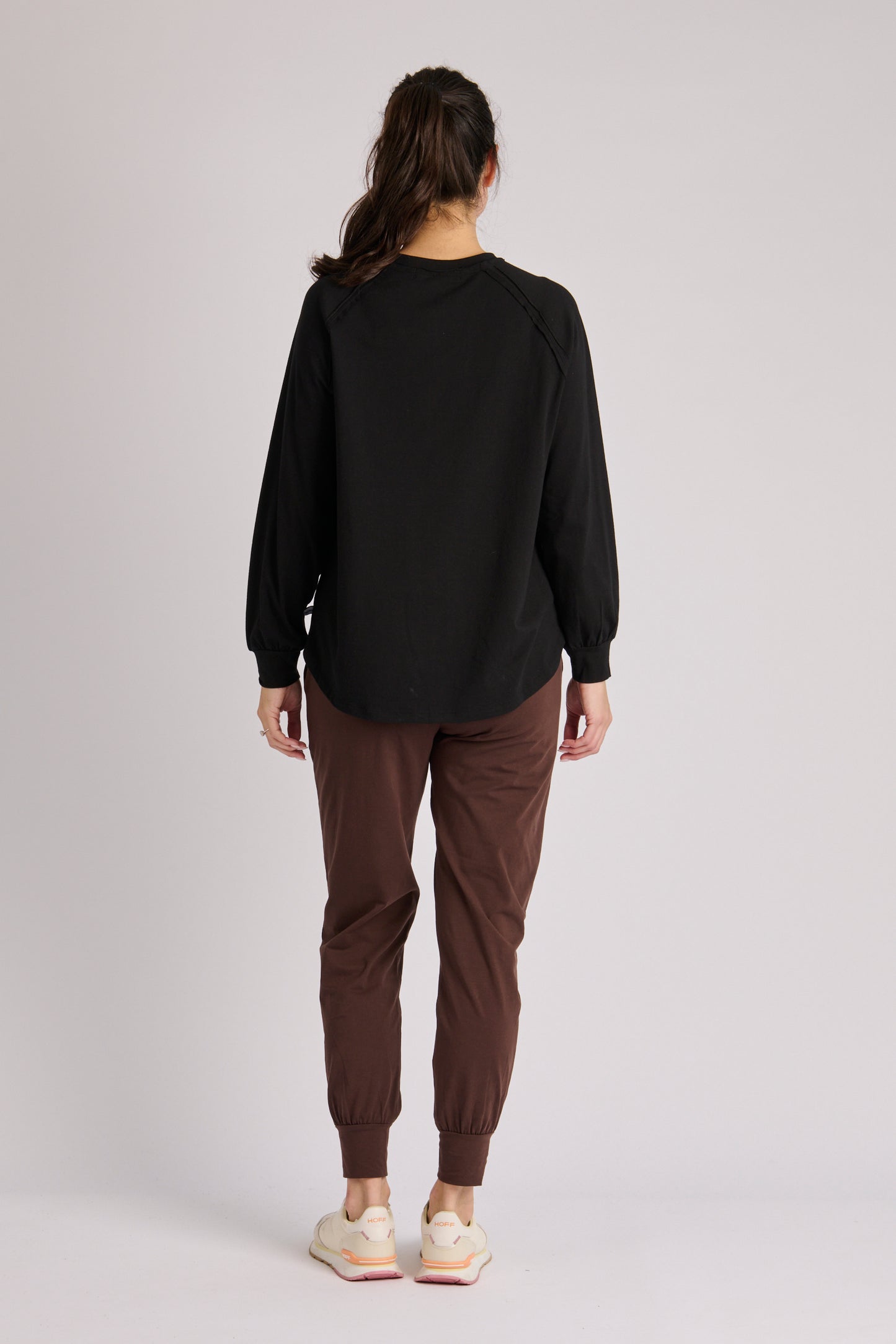 onetenwillow Relaxed Henley Long Sleeve Tee - Black