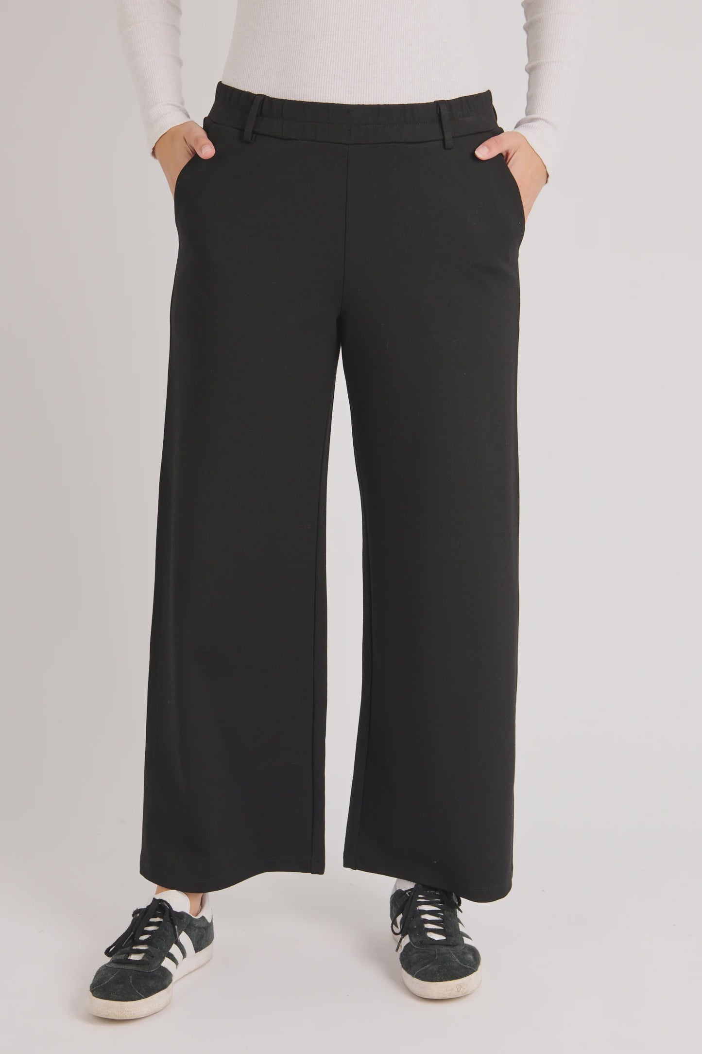 OneTen Willow Wide Leg Ponte Pant Black