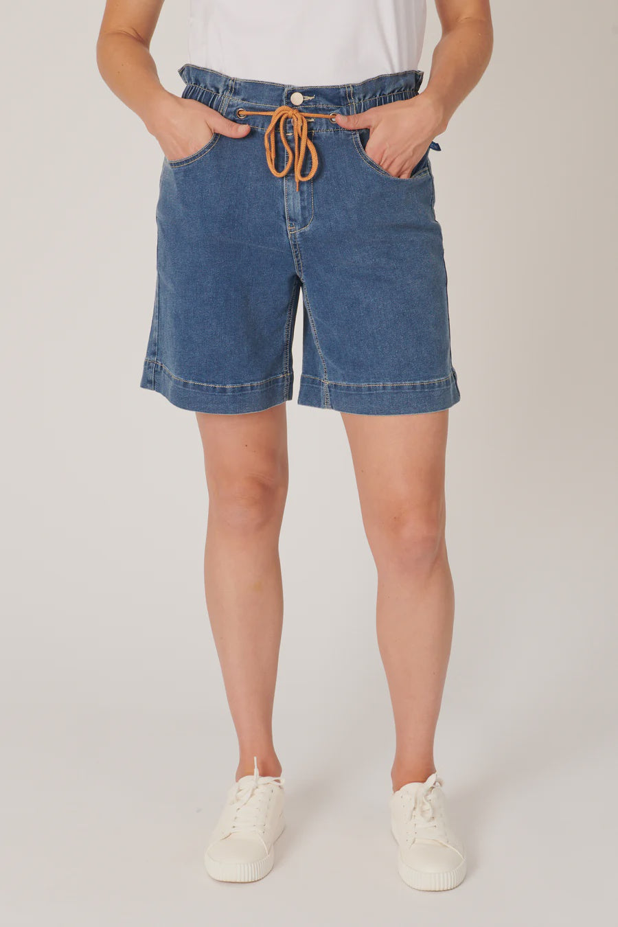 One Ten Willow Elastic Waist Short Dark Blue