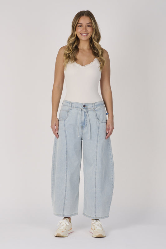 One Ten Willow Barrel Leg Jeans - Light Blue