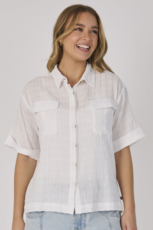 One Ten Willow Pocket Front Shirt -White