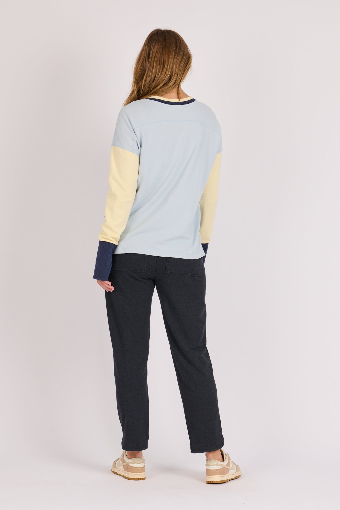 onetenwillow Panel Detail L/S Tee -Blue Lemon Combo