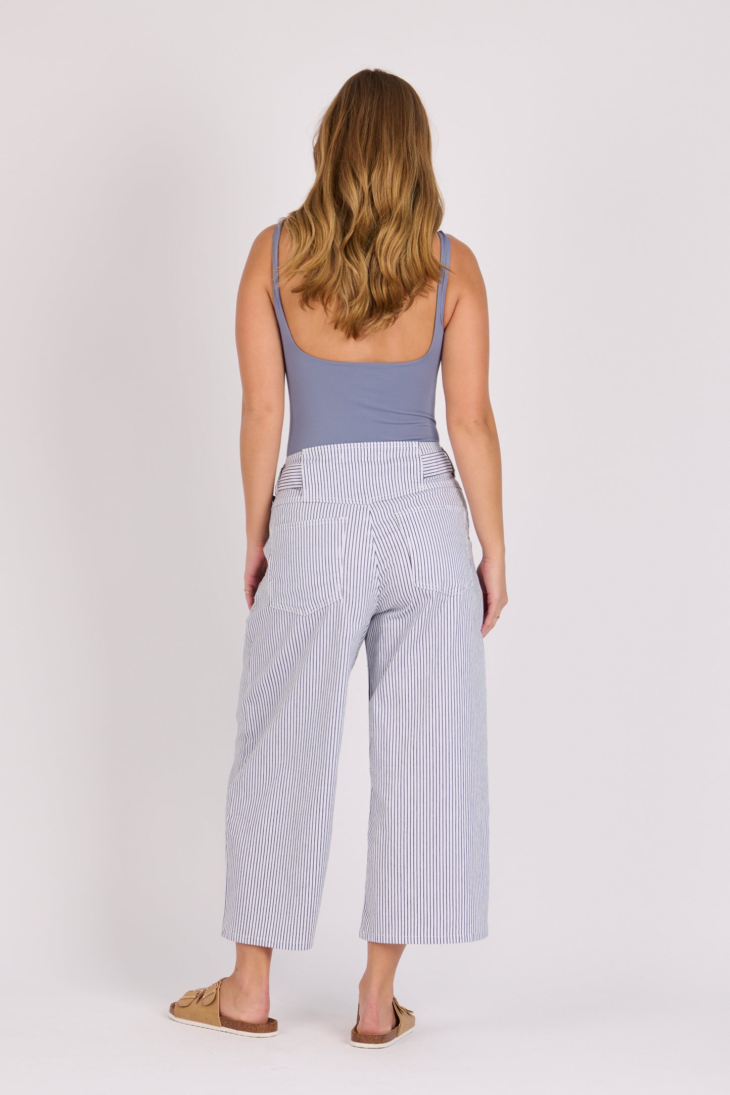 onetenwillow Belt Detail Culotte - Blue Stripe