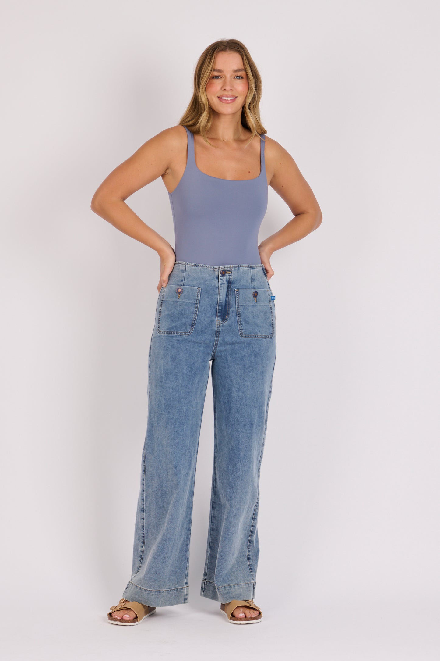 onetenwillow Pocket Detail Jeans - Mid Blue